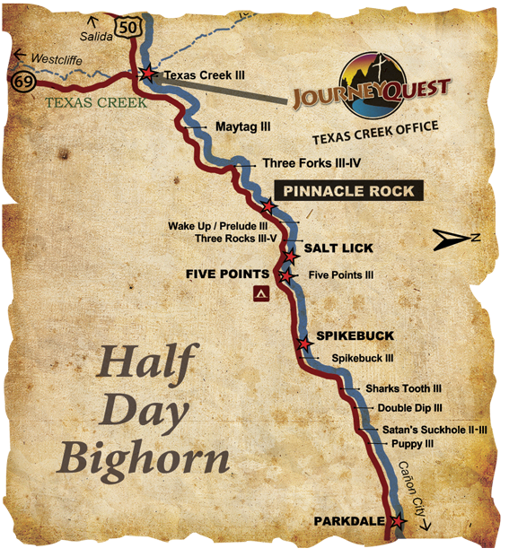 Half-Day Inflatable Kayak Arkansas River Map