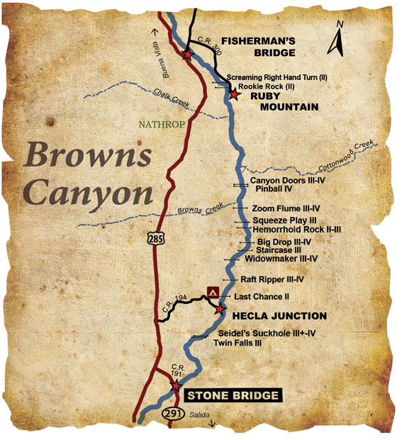 Browns Canyon Whitewater Rafting Arkansas River Map